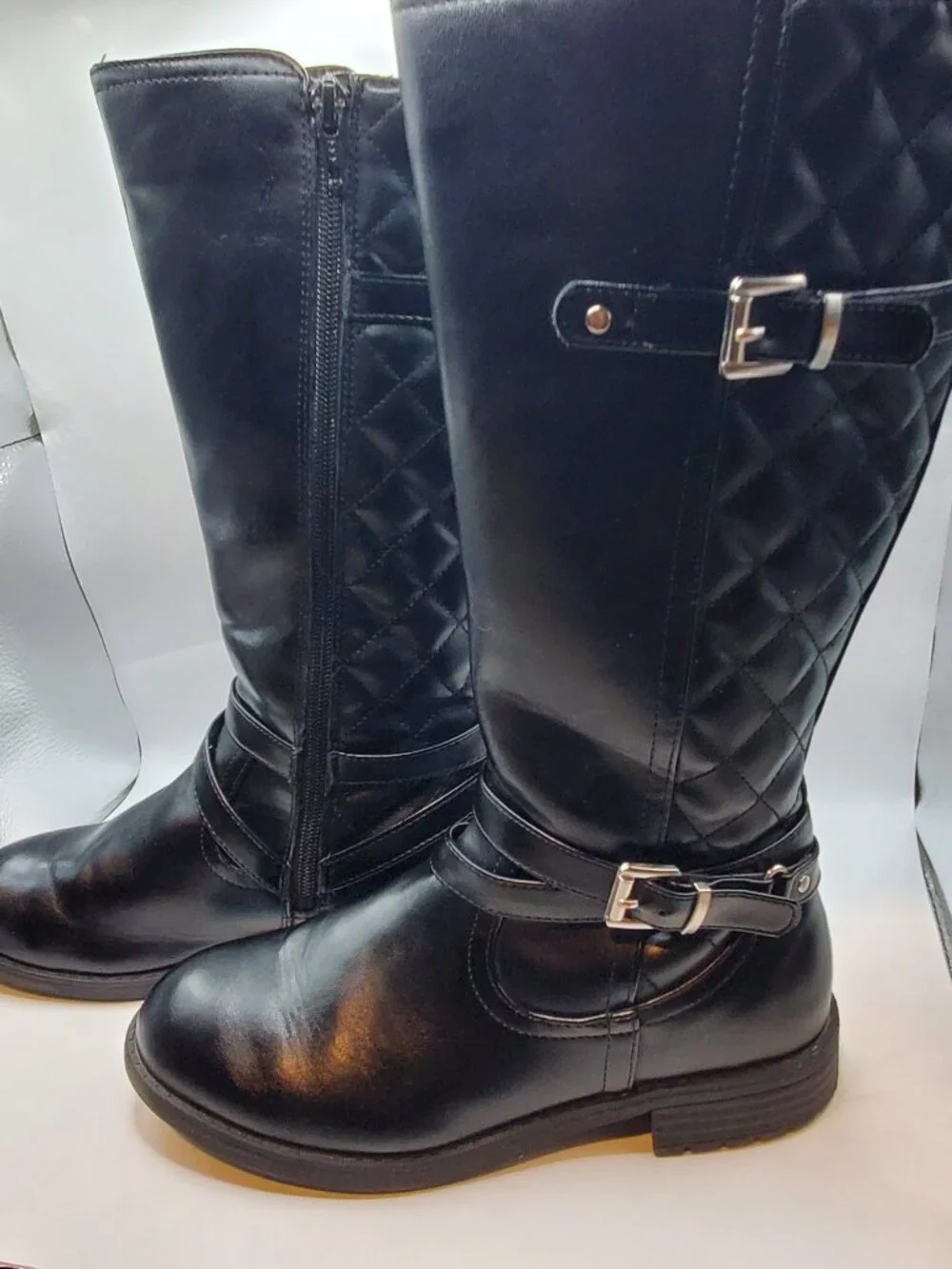 Girls' Black Quilted Size 4 Side Zip Riding Boots